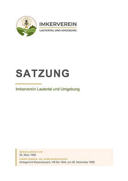 Vorschau: erste Seite der Satzung des Imkervereins Lautertal und Umgebung